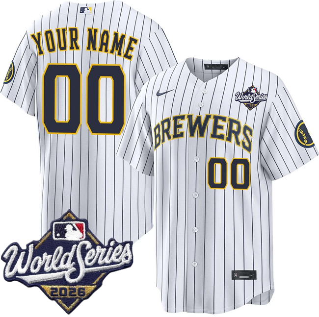 Men's White Milwaukee Brewers ACTIVE PLAYER Custom 2026 World Series Cool Base Stitched Baseball Jersey